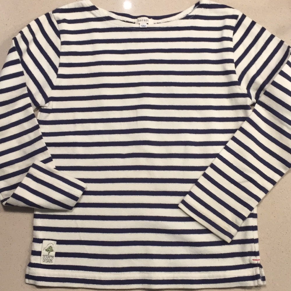 Designer navy cream striped top